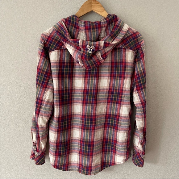 Aritzia TNA Boyfriend Fit Plaid Hooded Flannel Shirt Size M - Picture 2 of 7